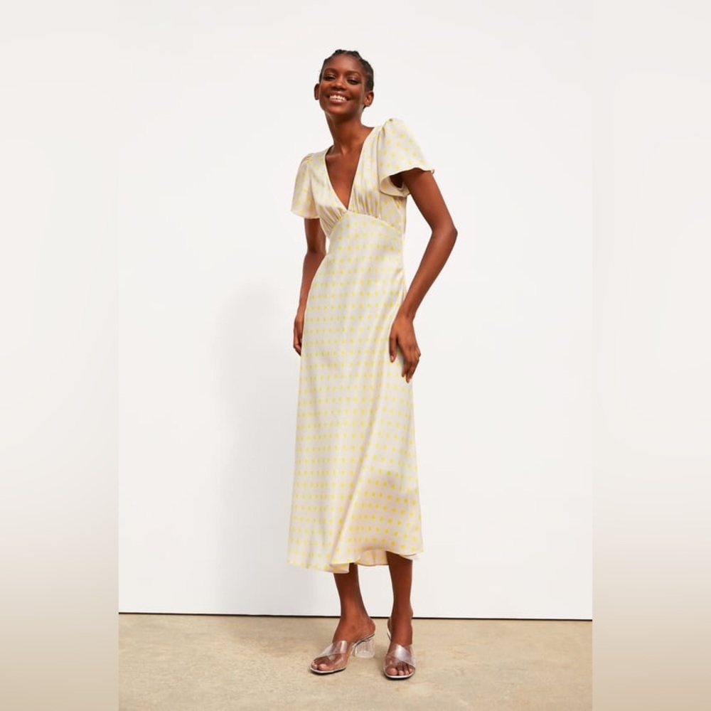 NWT ZARA Polka Dot Satin Dress